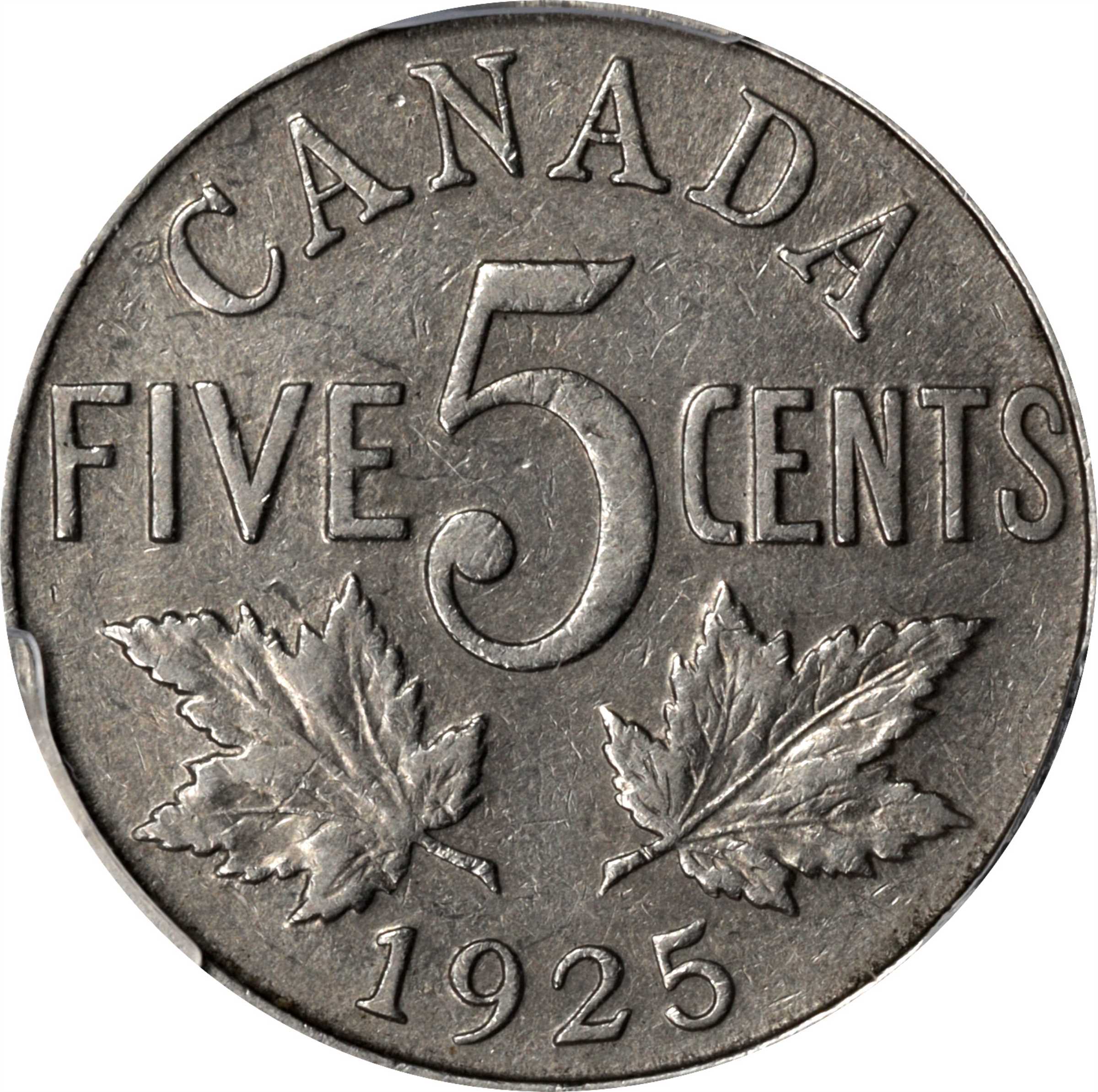 image for: CANADA. 5 Cents, 1925. Ottawa Mint. George V. PCGS AU-50.