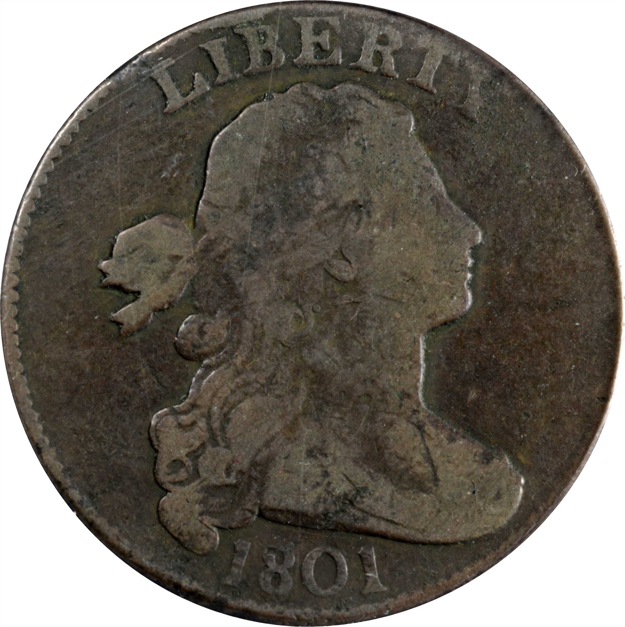 image for: 1801 Draped Bust Cent. S-222. VG-8 (ANACS).
