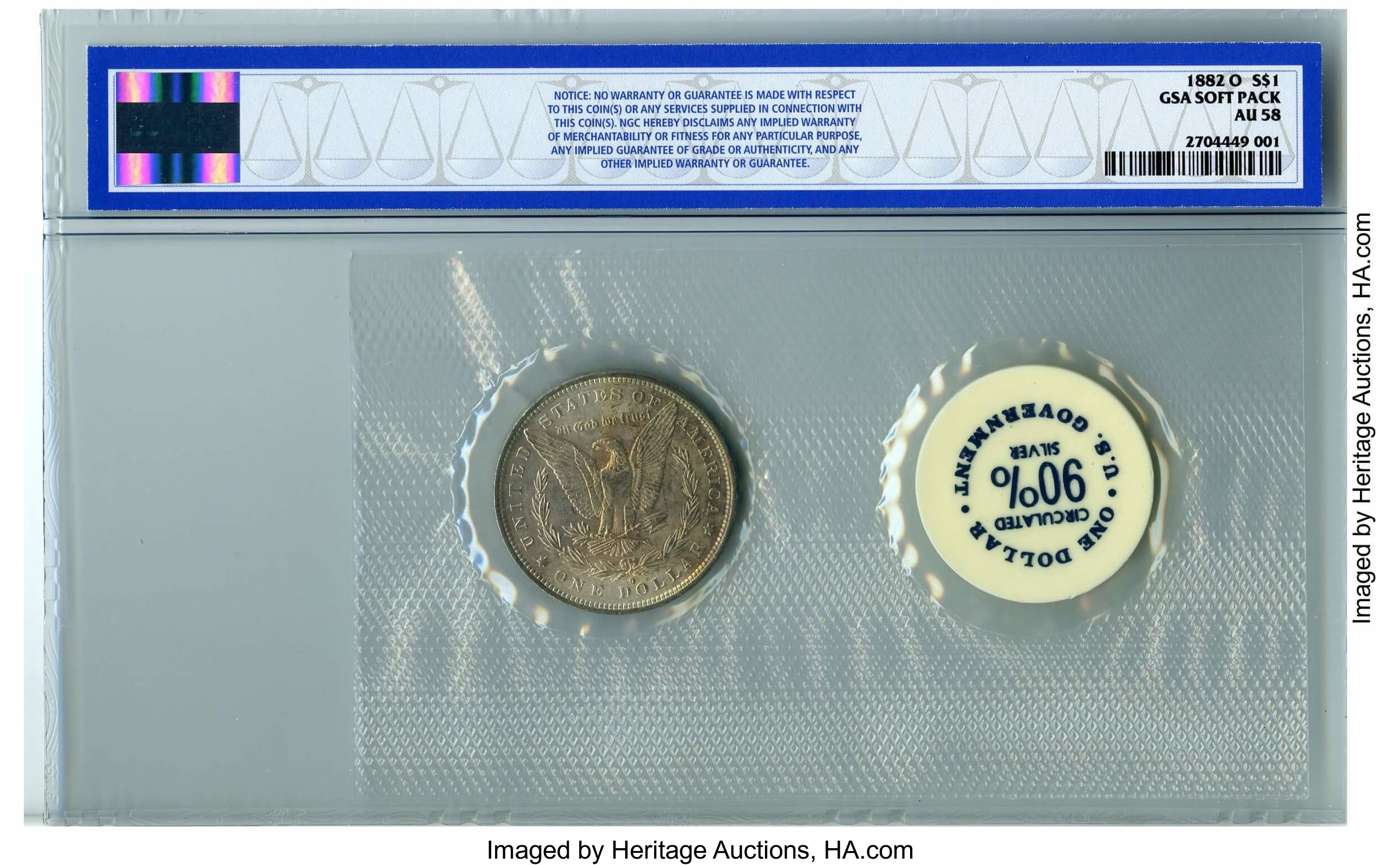 image for: 1882-O $1 GSA Hoard AU58 NGC. NGC Census: (0/0). PCGS Population: (0/0). AU58. ...