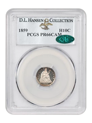 image for: 1859 H10C PCGS/CAC Proof 66 CAM ex: D.L. Hansen