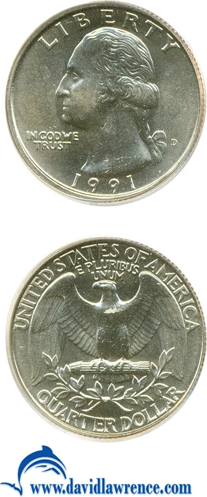 image for: 1991-D 25c PCGS MS64