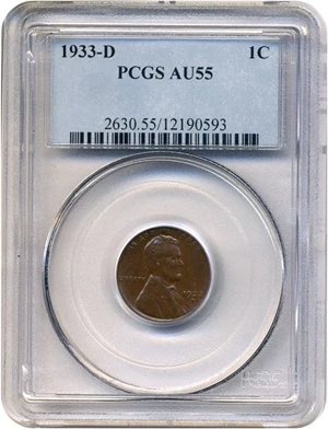 image for: 1933-D 1c PCGS AU55 BN