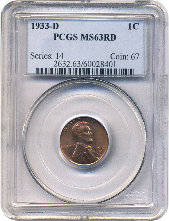 1933-D 1c MS RD MS63 RD CAC thumbnail 3