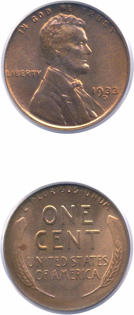 1933-D 1c MS RD MS63 RD CAC thumbnail 4