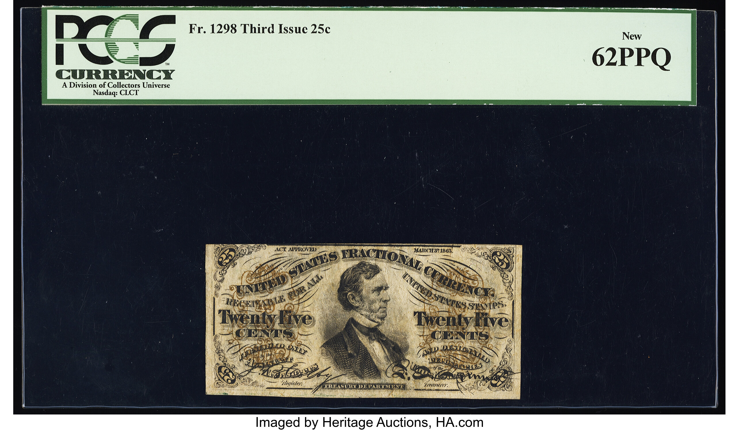 image for: Fr. 1298 25¢ Third Issue PCGS New 62PPQ....