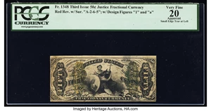 image for: Fr. 1348 50¢ Third Issue Justice PCGS Apparent Very Fine 20....