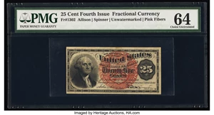 image for: Fr. 1302 25¢ Fourth Issue PMG Choice Uncirculated 64....