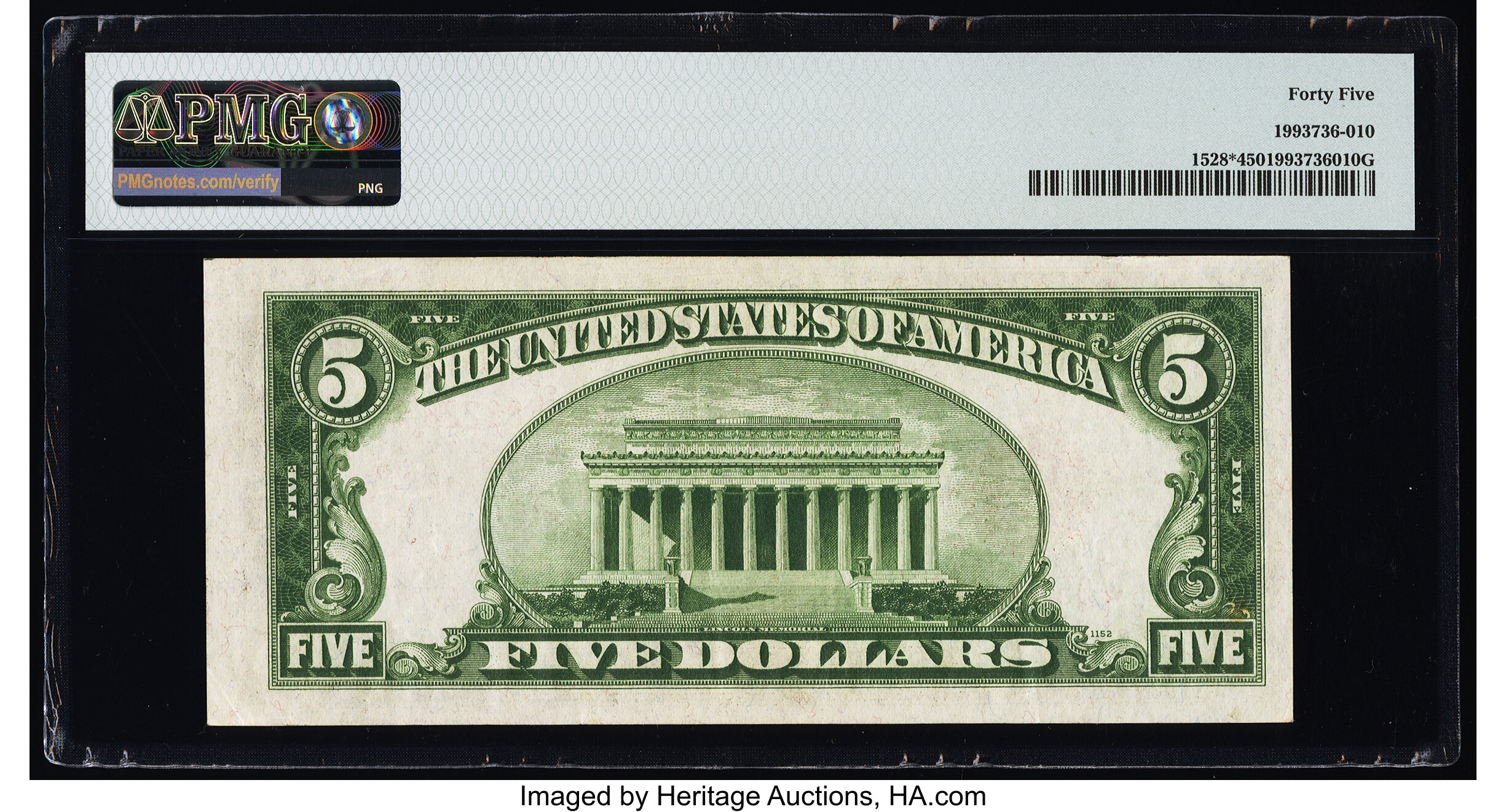 image for: Fr. 1528* $5 1928C Legal Tender Note. PMG Choice Extremely Fine 45....