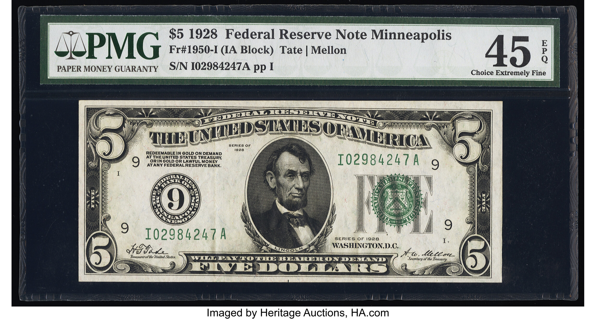 image for: Fr. 1950-I $5 1928 Federal Reserve Note. PMG Choice Extremely Fine 45 EPQ....