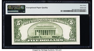 image for: Fr. 1961-D* $5 1950 Wide I Federal Reserve Star Note. PMG Choice Uncirculated 63 EPQ....