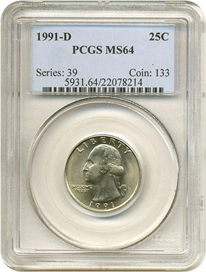 image for: 1991-D 25c PCGS MS64