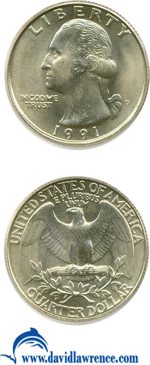 image for: 1991-D 25c PCGS MS64