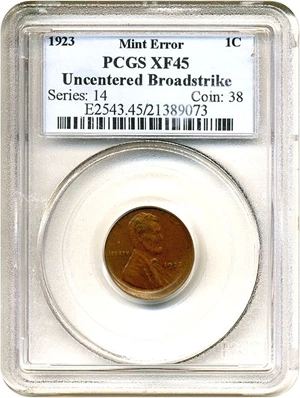 image for: 1923 1c PCGS XF45 BN - Uncentered Broadstrike