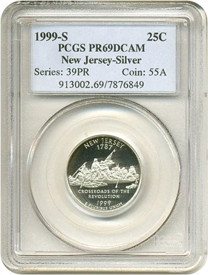 image for: 1999-S 25c New Jersey-Silver PCGS Proof 69 DCameo