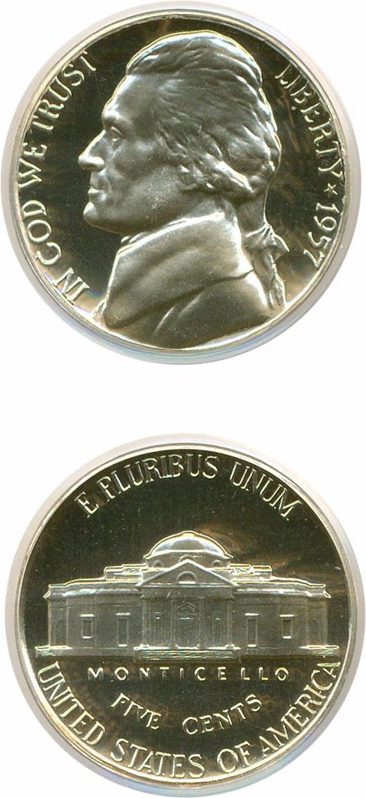 image for: 1957 5c  PCGS Proof 67 Cameo
