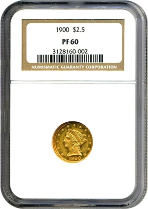 image for: 1900 $2 1/2 NGC Proof 60