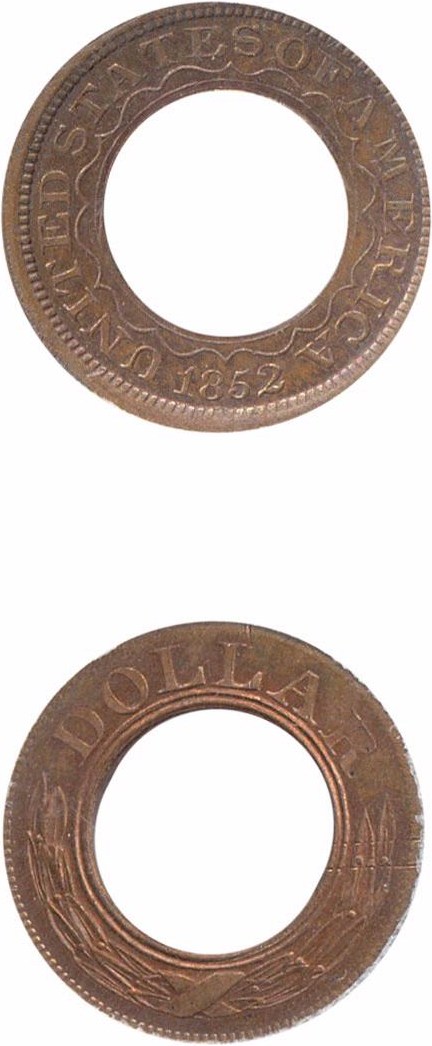 image for: Pattern: 1852 Gold $1 (Judd-147) PCGS Proof 63 RB