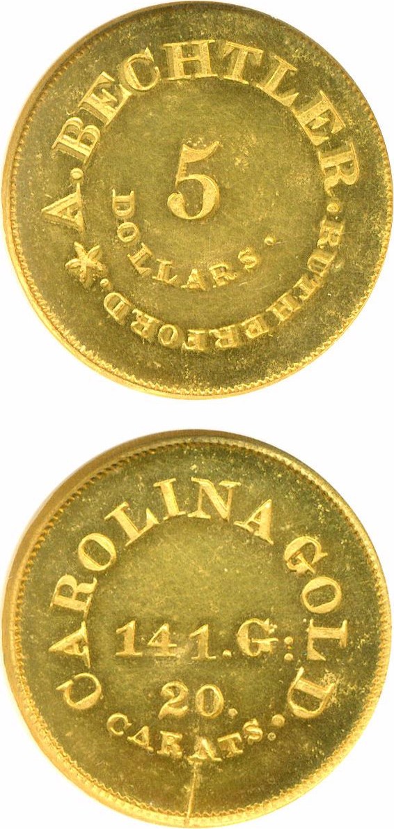 image for: Territorial Gold: Bechtler (undated) $5 NGC Proof 62 Restrike