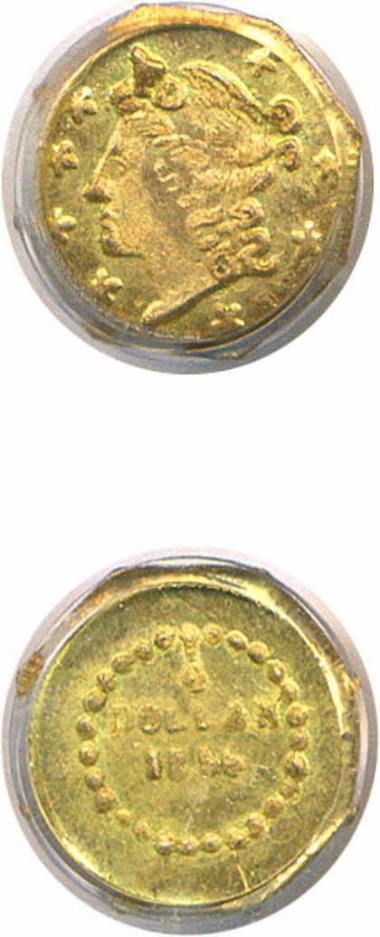 image for: Cal Gold: 1856 25c BG-107 PCGS MS64 