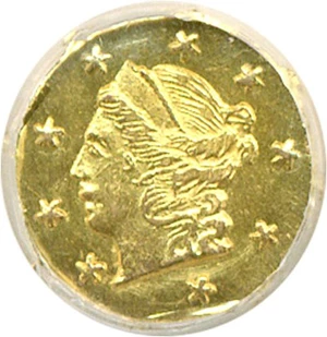 image for: Cal Gold: 1868 25c BG-711 NGC MS64