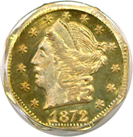 image for: Cal Gold: 1872 25c BG-725 PCGS MS64 