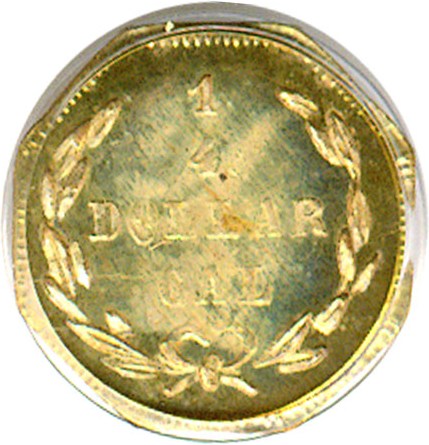 image for: Cal Gold: 1872 25c BG-725 PCGS MS64 