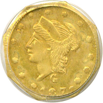 image for: Cal Gold: 1871 25c BG-769 PCGS MS63 