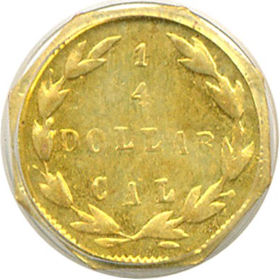 image for: Cal Gold: 1871 25c BG-769 PCGS MS63 