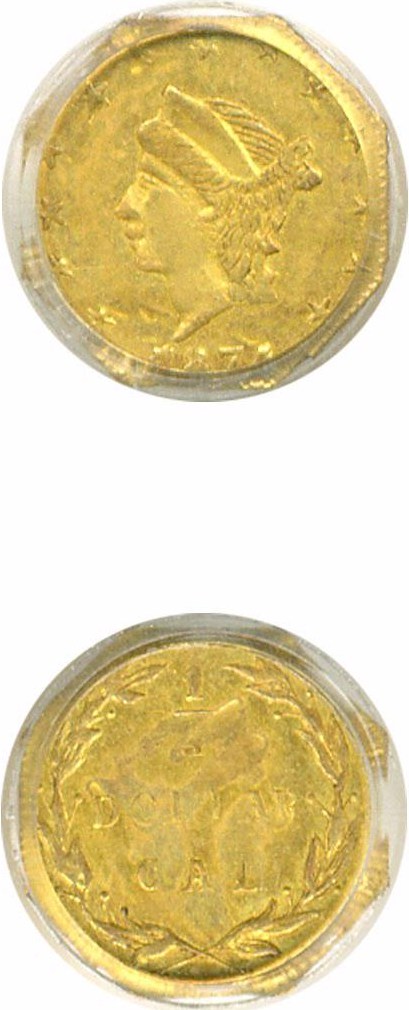 image for: Cal Gold: 1874/7874 25c BG-776 PCGS MS62 