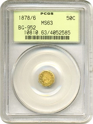 image for: Cal Gold: 1878/6 50c BG-952 PCGS MS63