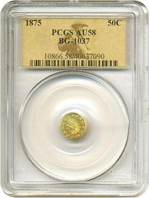 image for: Cal Gold: 1875 50c BG-1037 PCGS AU58