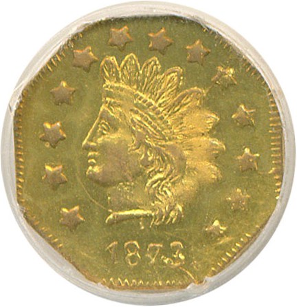 image for: Cal Gold: 1873/2 $1 BG-1122 NGC AU58 