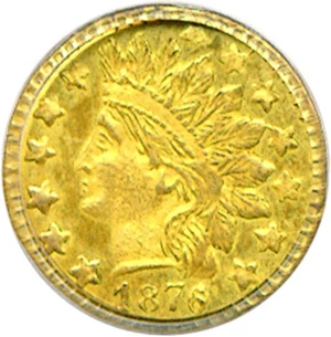 image for: Cal Gold: 1878/6 25c BG-883 PCGS MS63