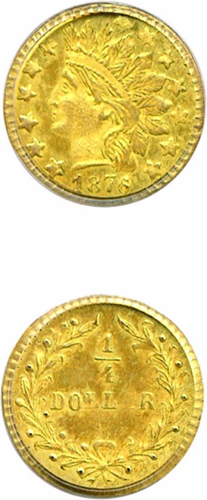 image for: Cal Gold: 1878/6 25c BG-883 PCGS MS63