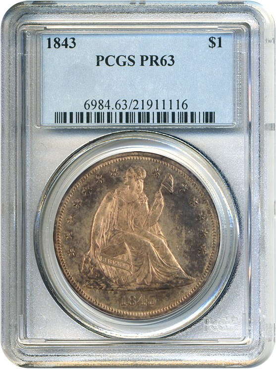 image for: 1843 $1  PCGS Proof 63 