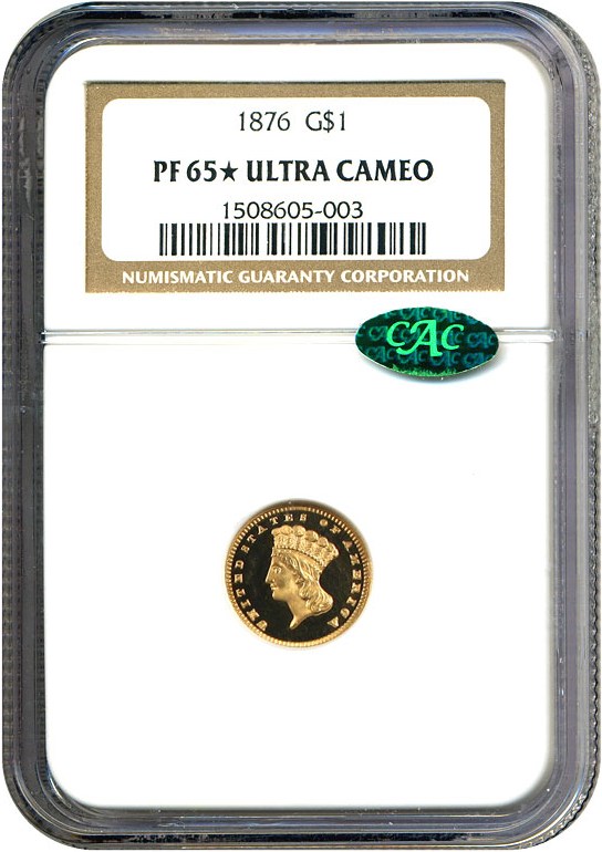 image for: 1876 G$1  NGC/CAC Proof 65 UCameo *Star*