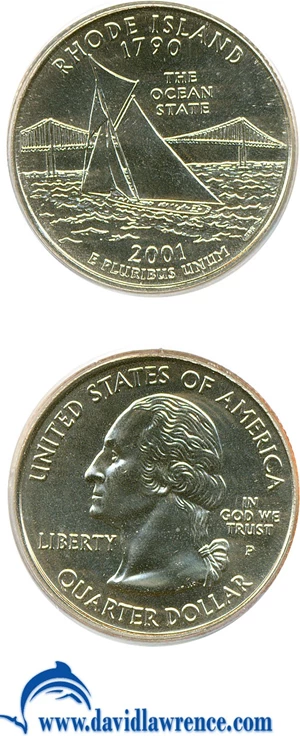image for: 2001-P 25c Rhode Island PCGS MS66