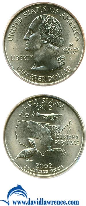 image for: 2002-P 25c Louisiana PCGS MS67