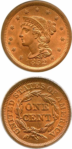 image for: 1852 1c PCGS MS64 RD