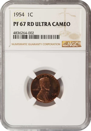 image for: 1954 Lincoln Cent. Proof-67 RD Ultra Cameo (NGC).