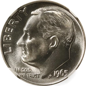 image for: 1965 Roosevelt Dime. SMS. MS-69 (NGC).