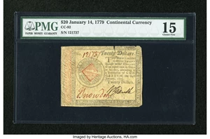 image for: Continental Currency January 14, 1779 $20 PMG Choice Fine 15....