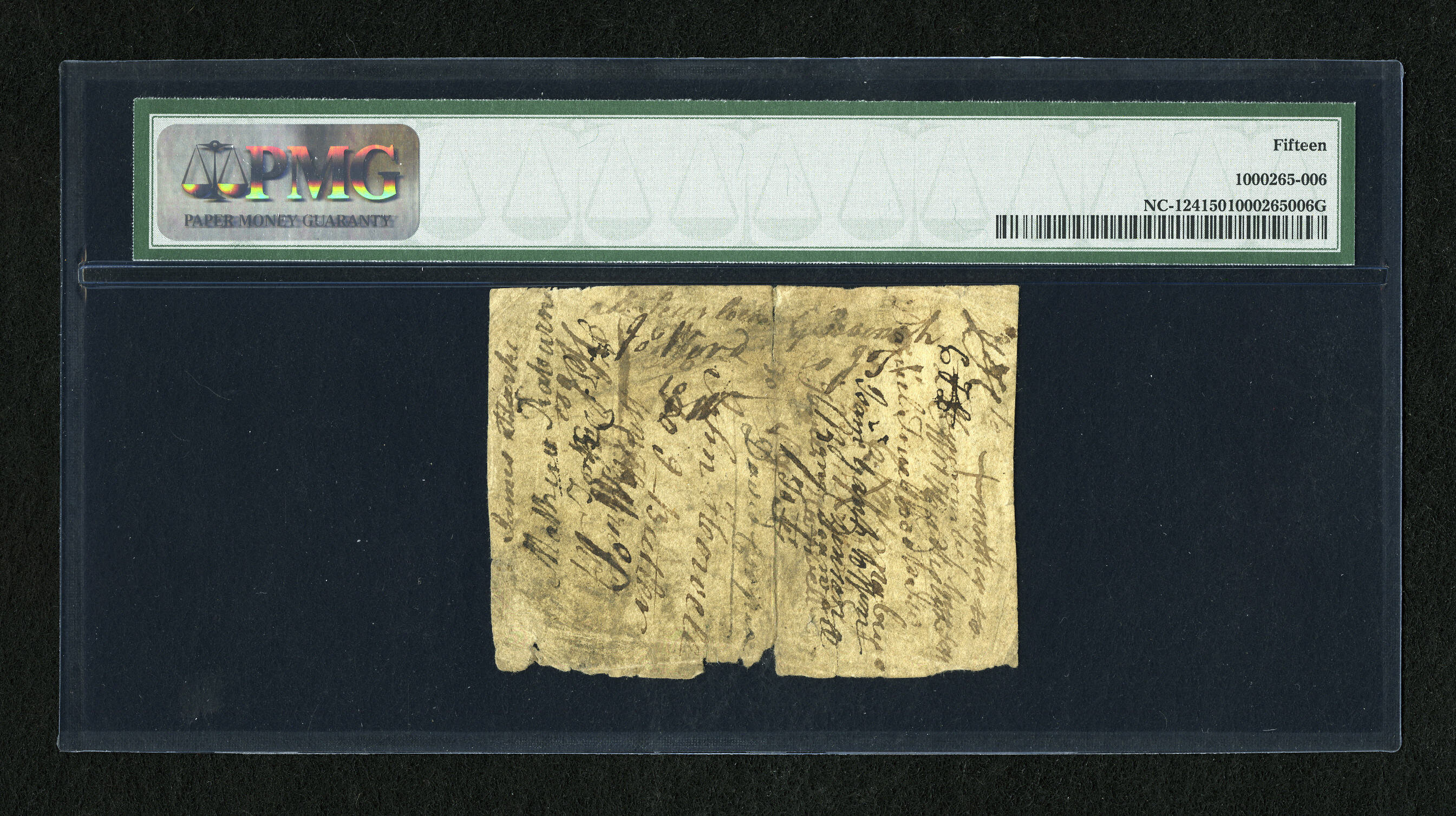 image for: North Carolina April 23, 1761 20s PMG Choice Fine 15.