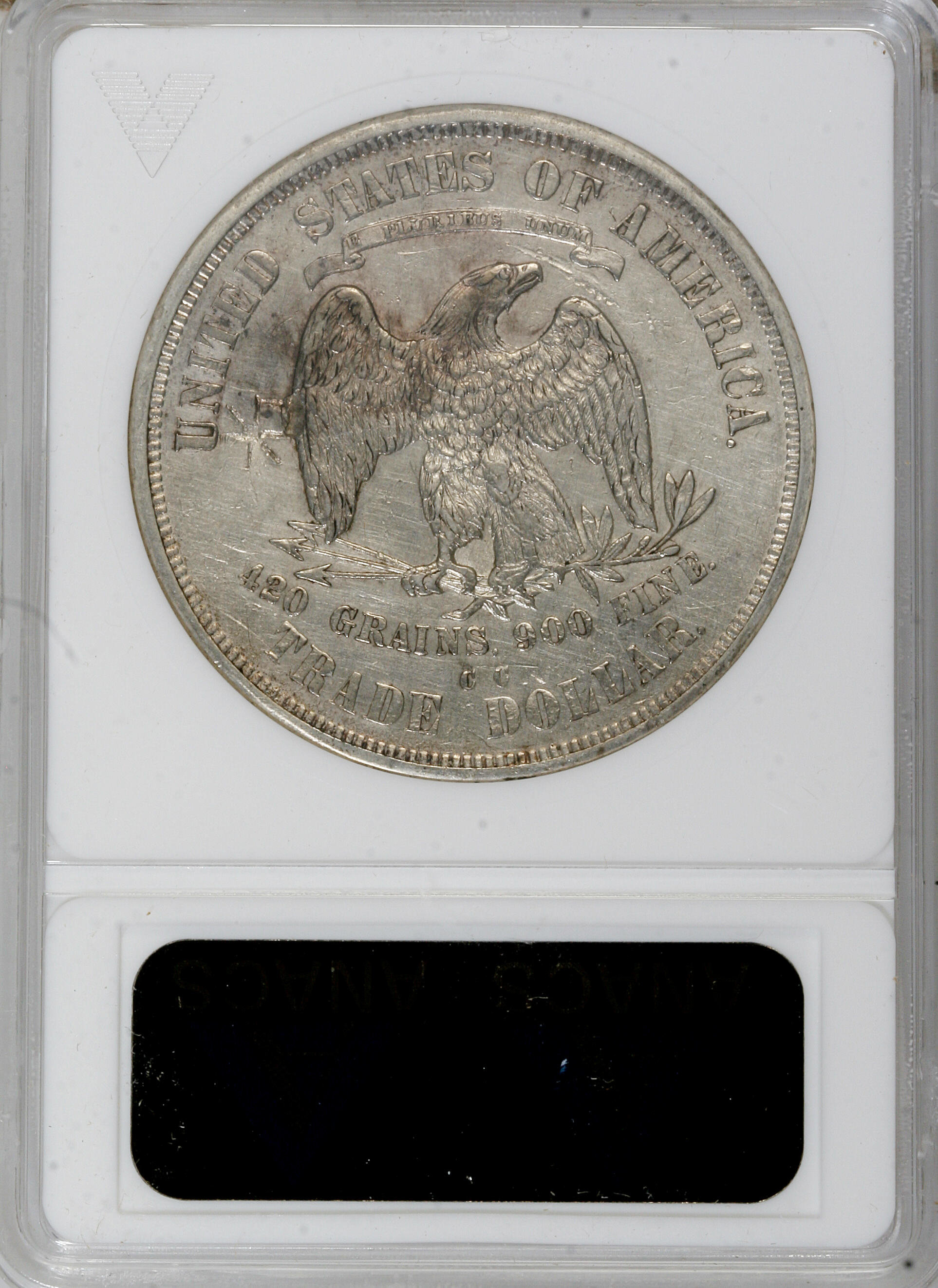 image for: 1876-CC T$1 Chop Mark--Cleaned--ANACS. AU55 Details. NGC Census: (0/0). PCGS Population (2/3).   (#87042)...