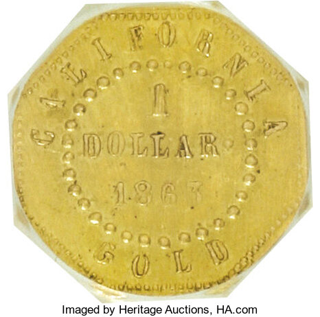 image for: 1863 G$1 Octag Liberty BG-1307--Improperly Cleaned--NCS. AU Details. ...