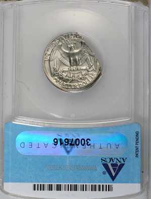 image for: 1971 25C Washington Quarter--Partial Collar, Ragged Clip--MS63 ANACS....