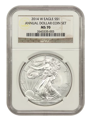 image for: 2014-W Silver Eagle $1 NGC MS70 (Burnished Annual Dollar Coin Set)