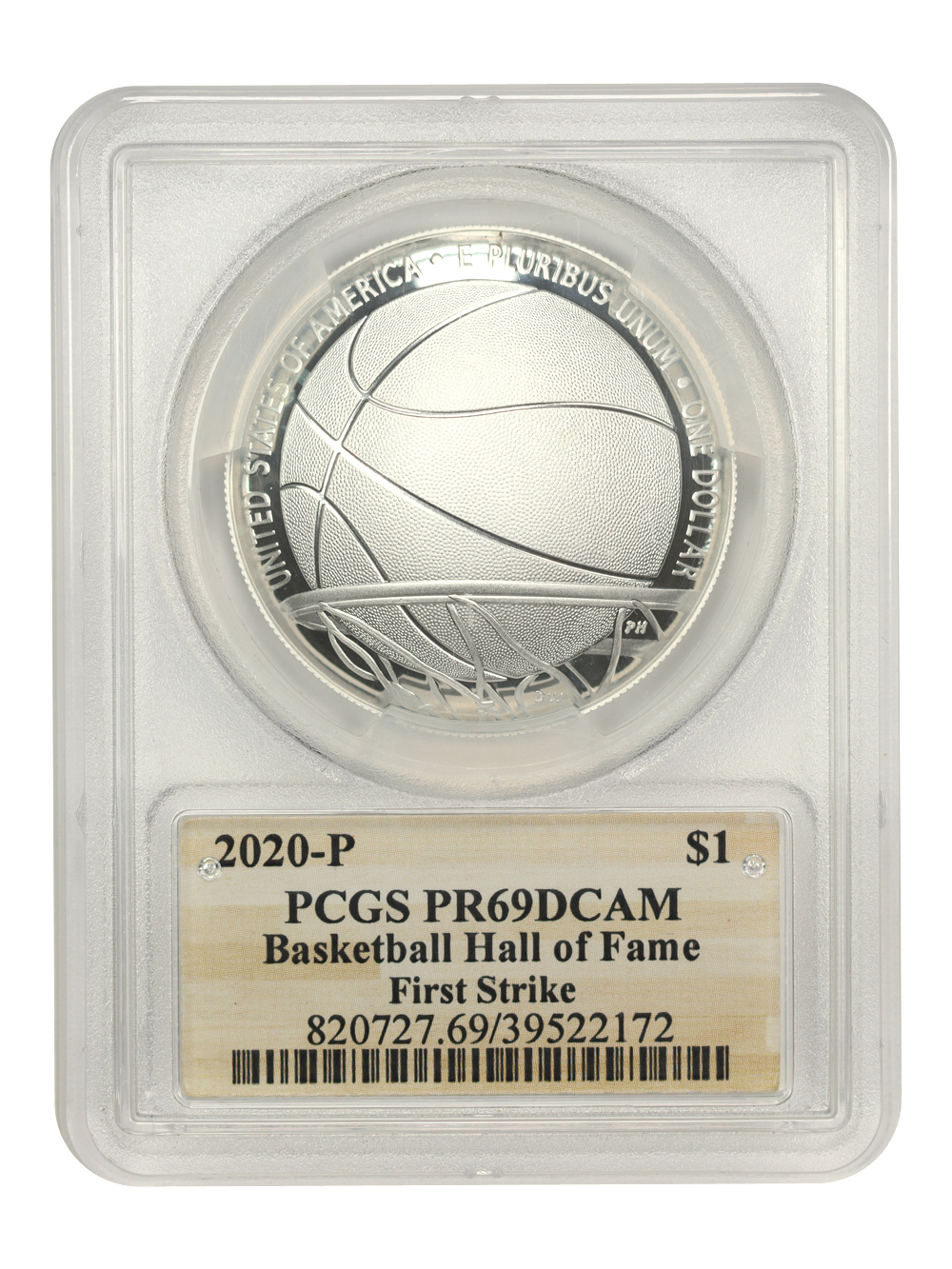 image for: 2020-P Basketball Hall of Fame $1 PCGS Proof 69 DCAM (First Strike)