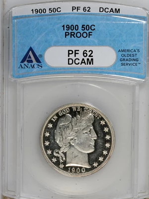 image for: 1900 50C PR62 Deep Cameo ANACS. NGC Census: (0/5). PCGS Population (0/9). (#96547)...
