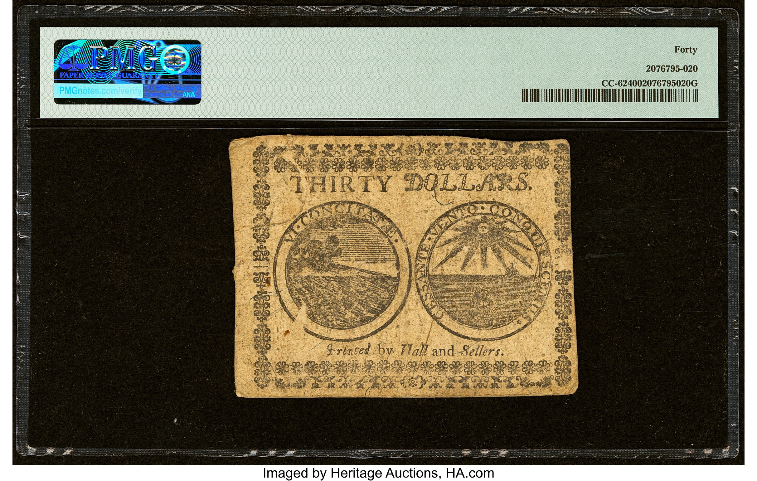 image for: Continental Currency February 26, 1777 $30 PMG Extremely Fine 40....